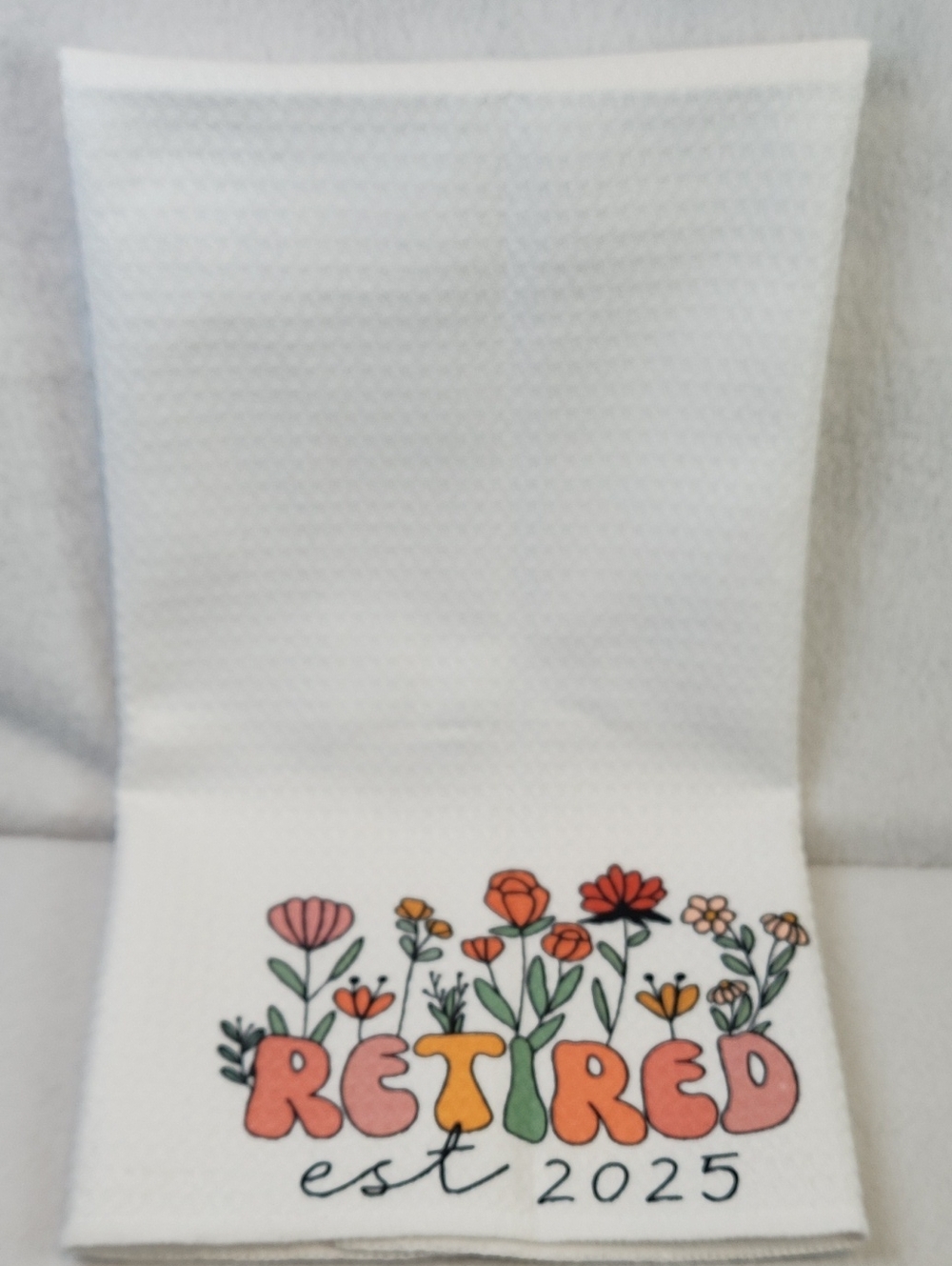 Retired Est 2025 Floral Kitchen Towel - White NEW